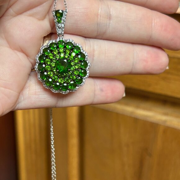 Green Chrome Diopside Rhodium Over Sterling Silver Pendant With Chain 5.80ctw - Picture 3 of 9